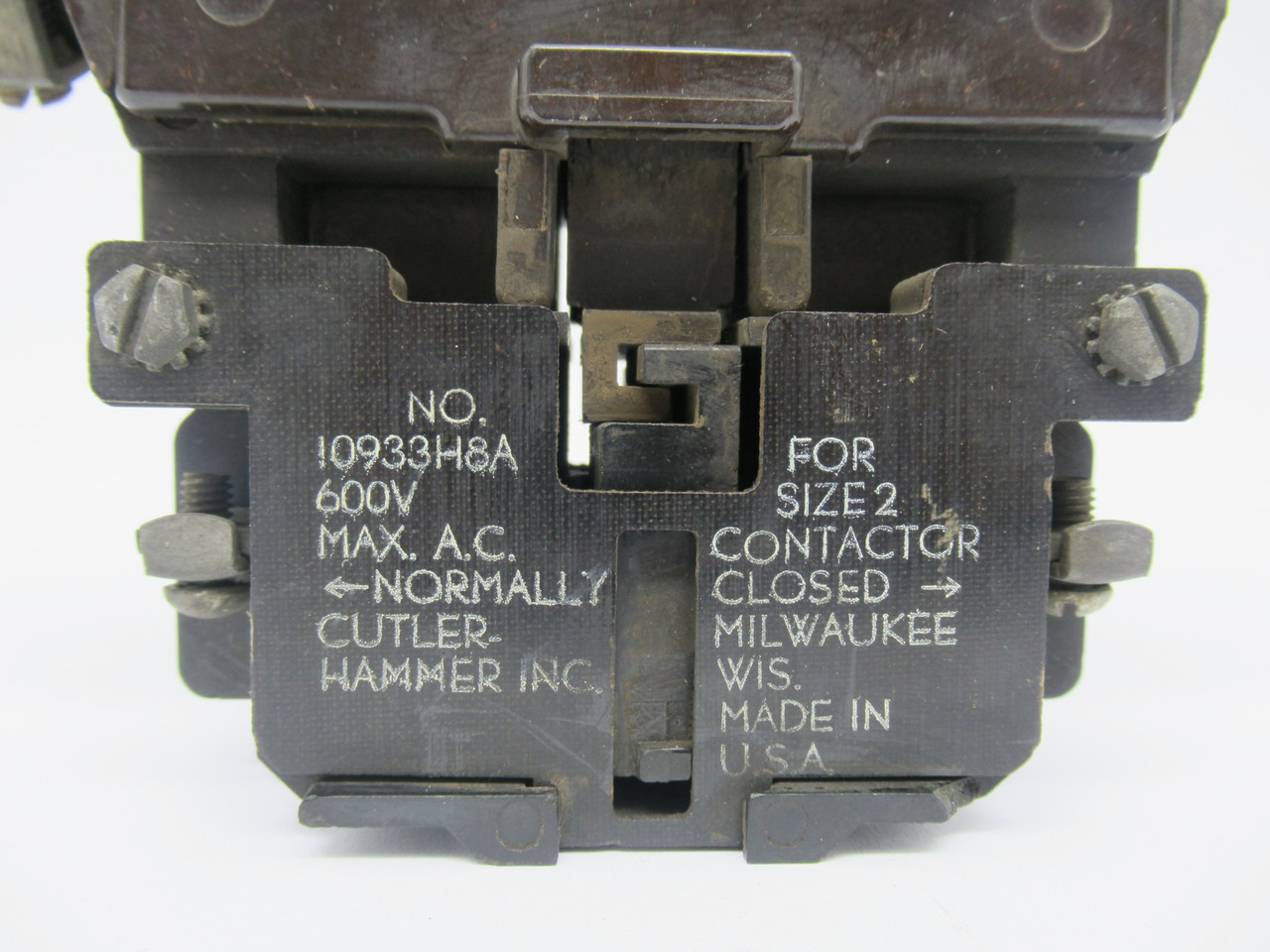 Cutler-Hammer 10933H8A Auxiliary Contact Assembly 600VAC USED