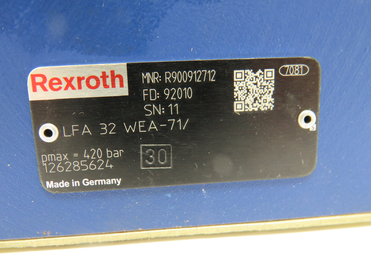 Rexroth R900912712 Logic Valve Cover LFA32WEA-71/ 420bar NOP