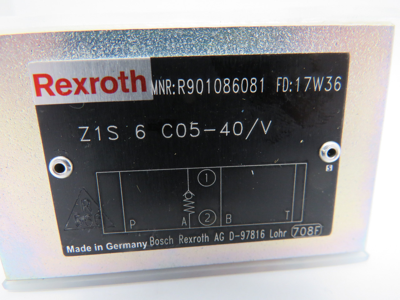 Rexroth R901086081 Check Valve Sandwich Plate Z1S 6 C05-40/V NOP