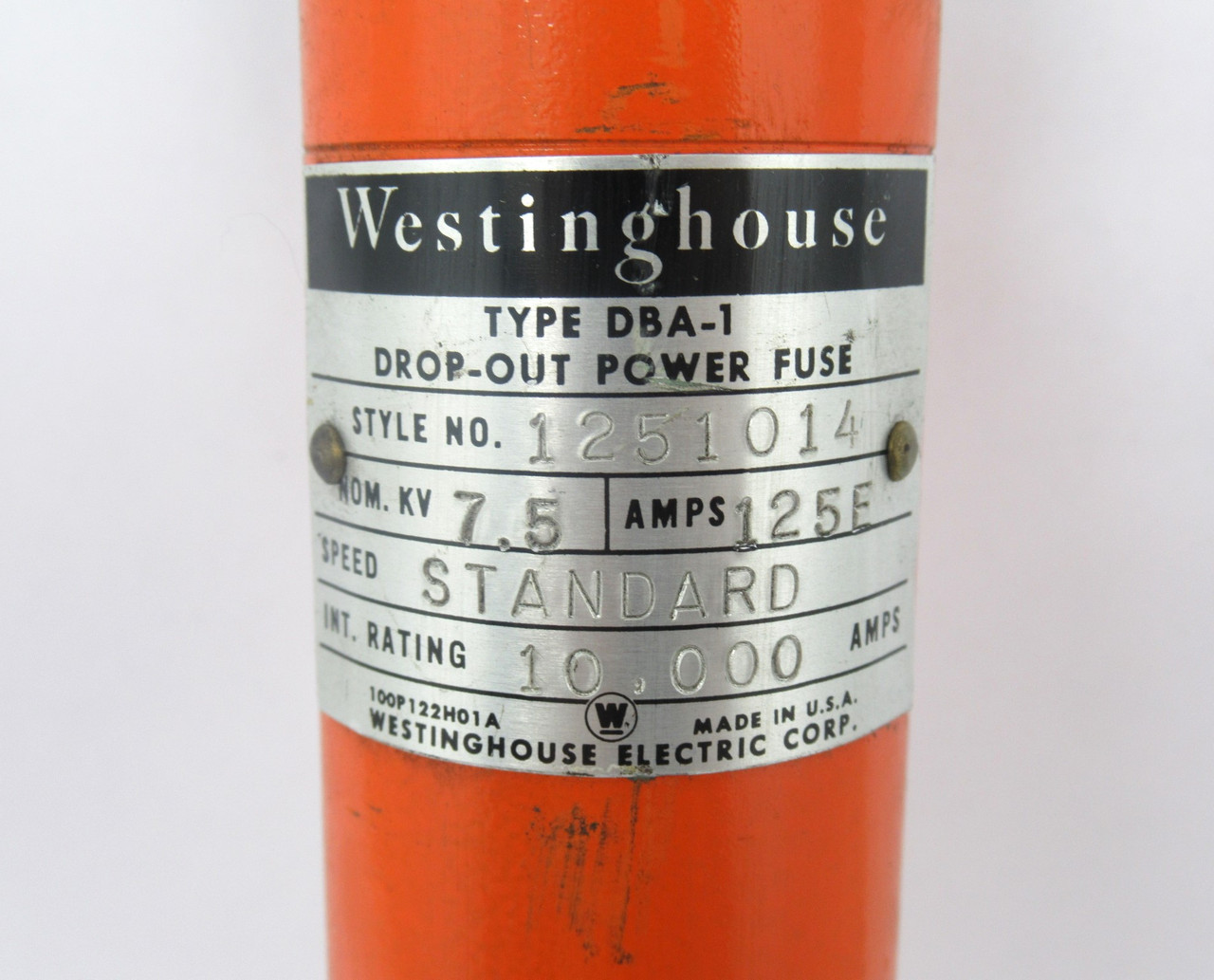 Westinghouse DBA-1 1251014 Drop-Out Power Fuse 125E A 7.5KV 60HZ USED