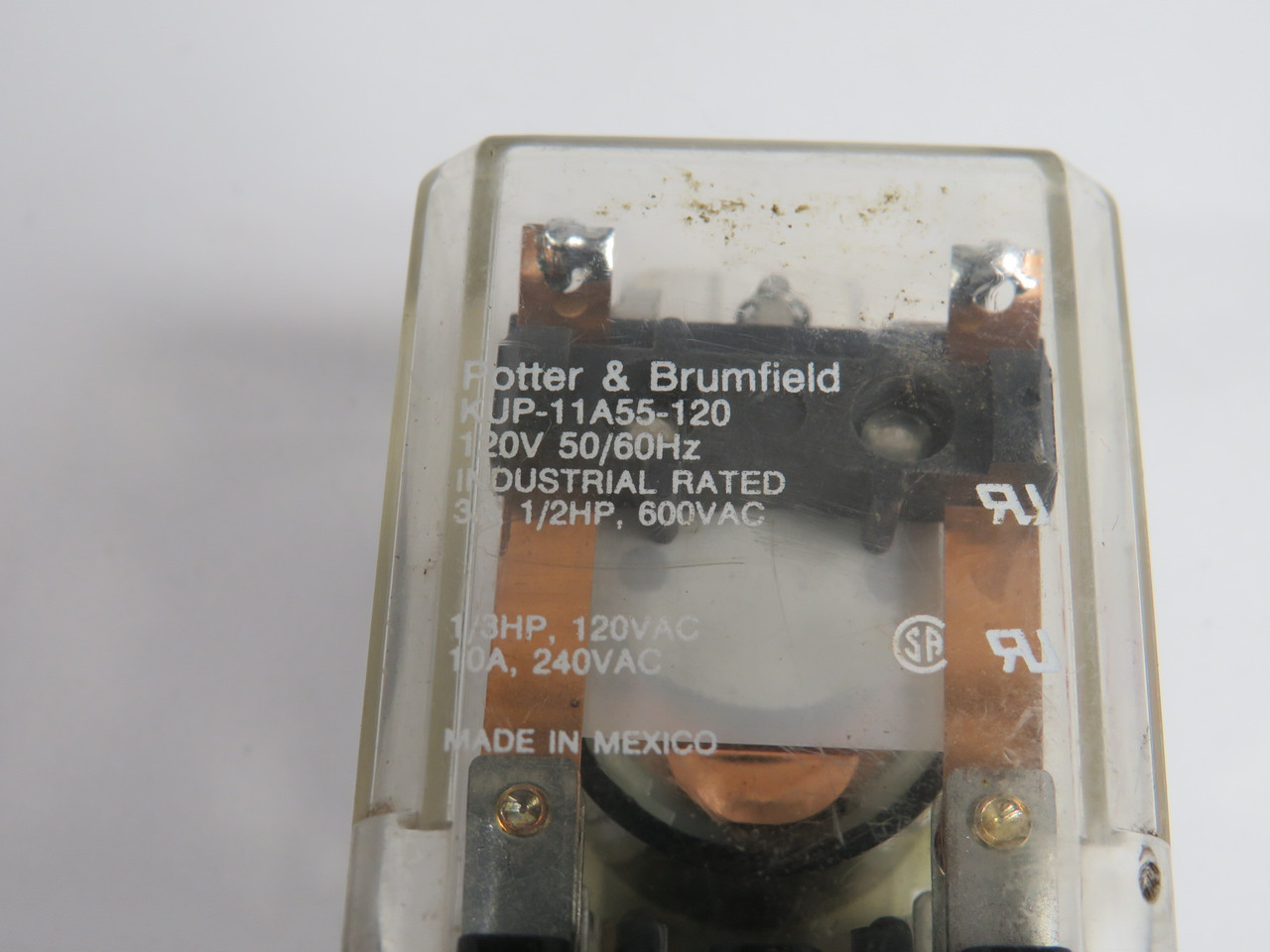 Potter & Brumfield KUP-11A55-120 Plug-In Relay 120V 10A 8-Blade 600V@3A USED