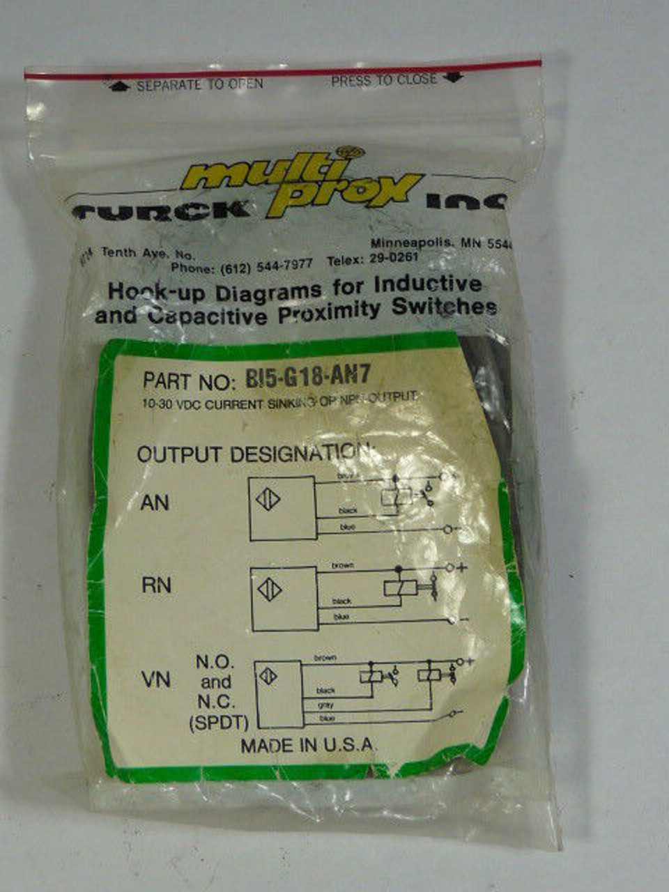 Turck BI5-G18-AN7 Inductive Proximity Sensor 10-30VDC 250mA 5mm NWB