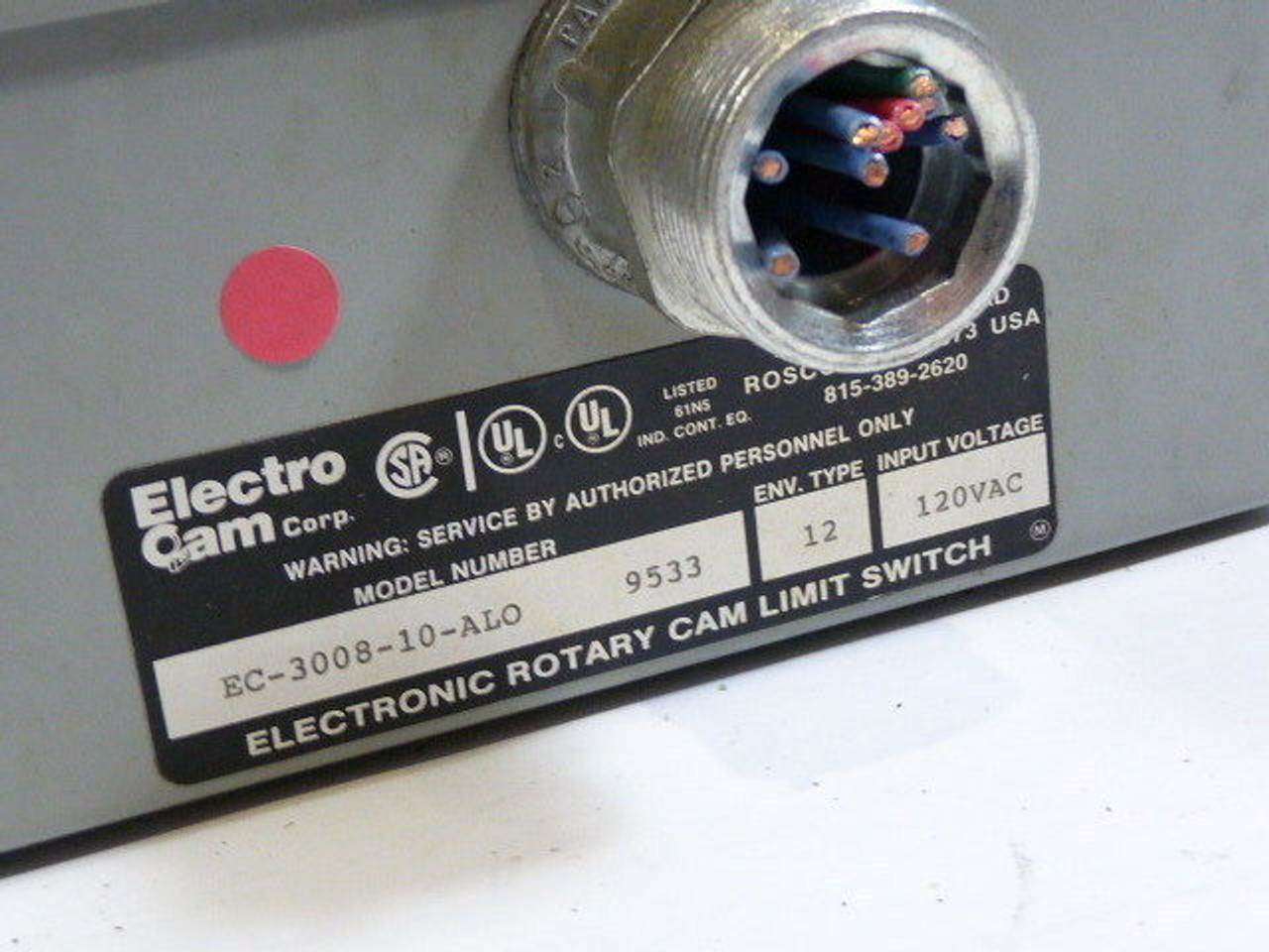 Electrocan EC-3008-10-ALO Camswitch 8Outlet Lefthand Shaft Extension 120VAC USED