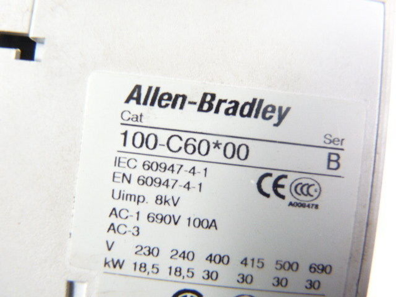 Allen-Bradley 100-C60DJ00 MSC-C Contactor w/ Integrated Diode 60A 24VDC USED
