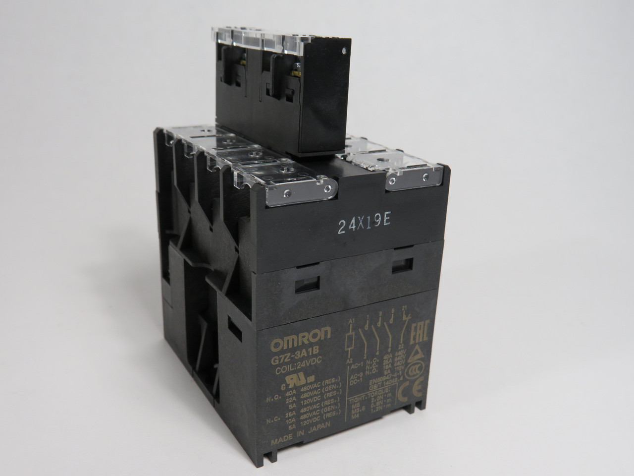 Omron G7Z-3A1B-11Z-R-DC24 Power Relay with Auxiliary Contact Block 24VDC NEW