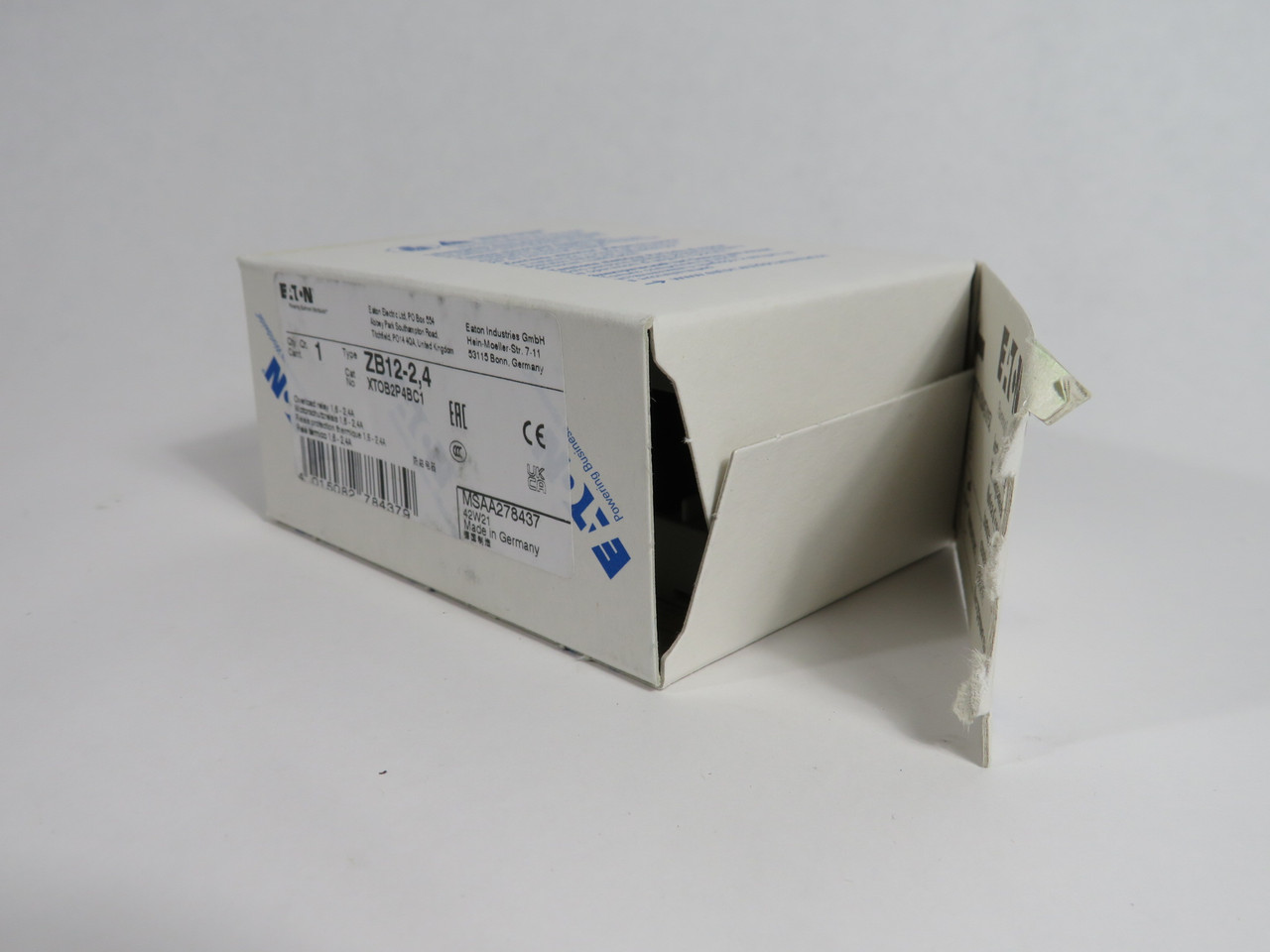 Eaton ZB12-2,4 XTOB2P4BC1 Overload Relay 1.6-2.4A Moeller Series BOX DAMAGE NEW
