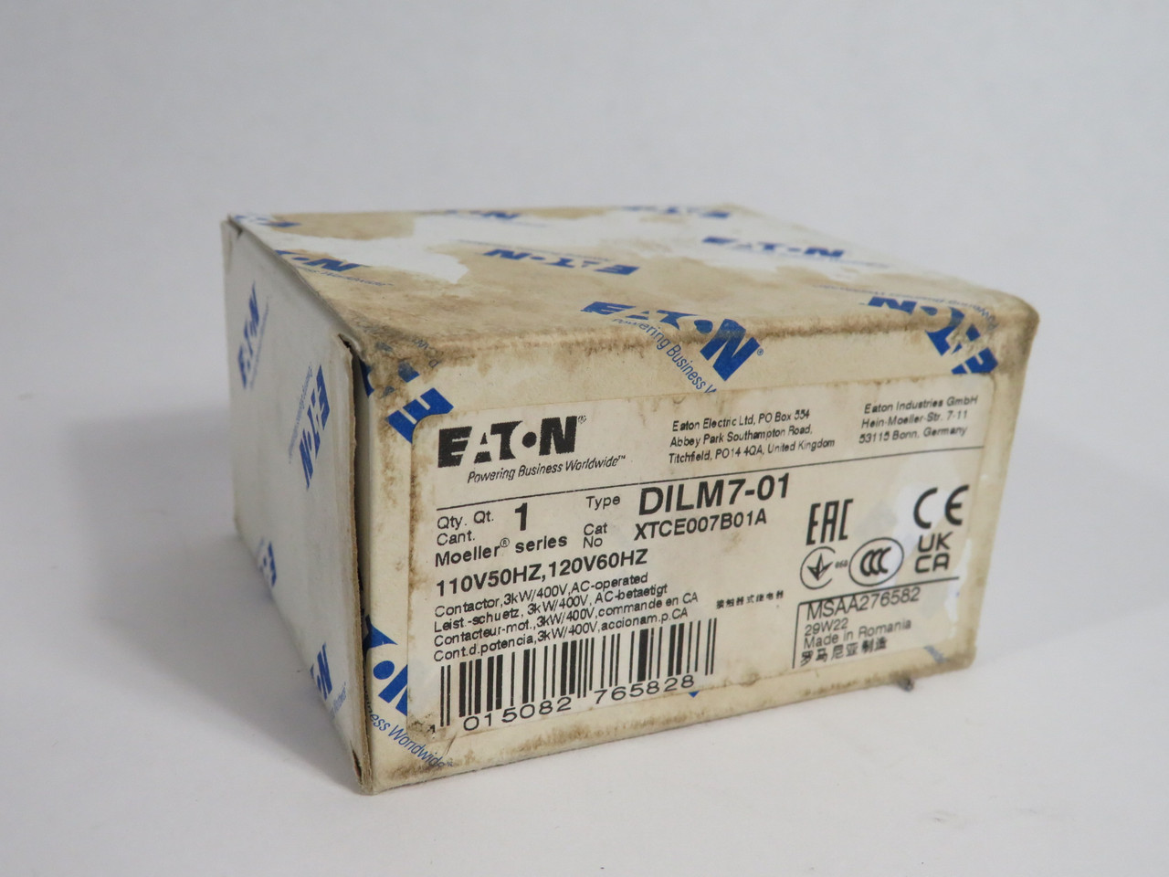 Eaton DILM7-01 XTCE007B01A Contactor 110V@50Hz 120V@60Hz BOX WEAR NEW