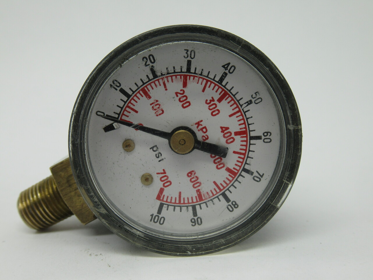 Generic Pressure Gauge 0-700kPa 0-100psi 1-3/4" Dia. M10 Thread Bottom Port USED