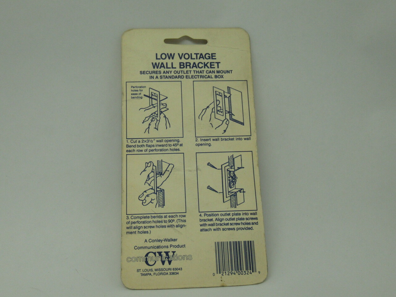 CW Communications Wall Grabber Low Voltage Wall Bracket Kit NEW