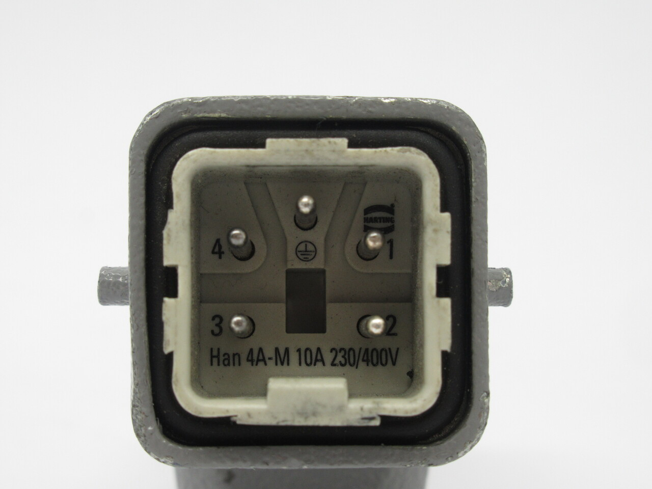 Harting 09200042611 Han 4A-M Insert 10A 230/400V w/ 09200031640 Hood USED