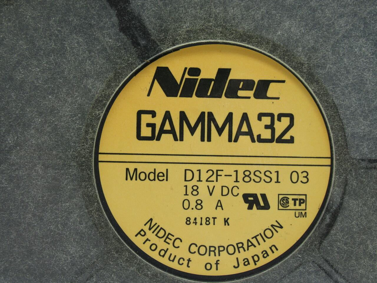 Nidec D12F-18SS1-03 DC Blower Fan Assembly GAMMA32 18VDC 0.8A USED