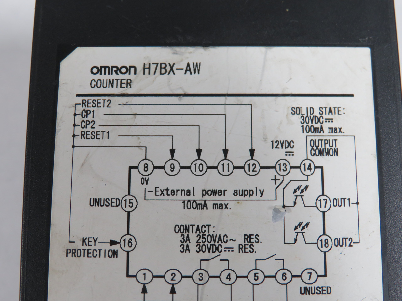 Omron H7BX-AW 6-Digit Digital Counter 12/30VDC@100mA 100-240VAC@50/60Hz USED