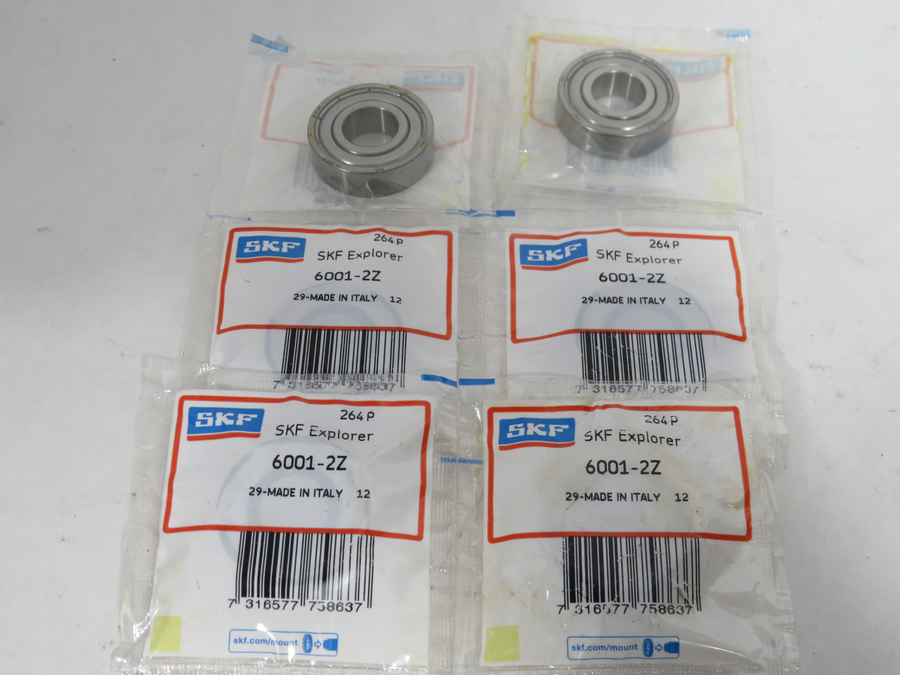 SKF 6001-2Z Single Row Ball Bearing 28mmOD 12mID 8mmW Lot of 6 NEW