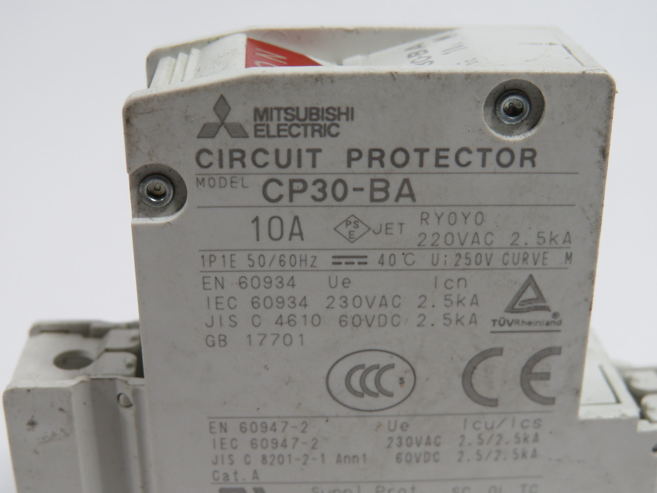 Mitsubishi CP30-BA-1P-1-M-10A Circuit Protector 10A 230VAC 60VDC 1-Pole USED