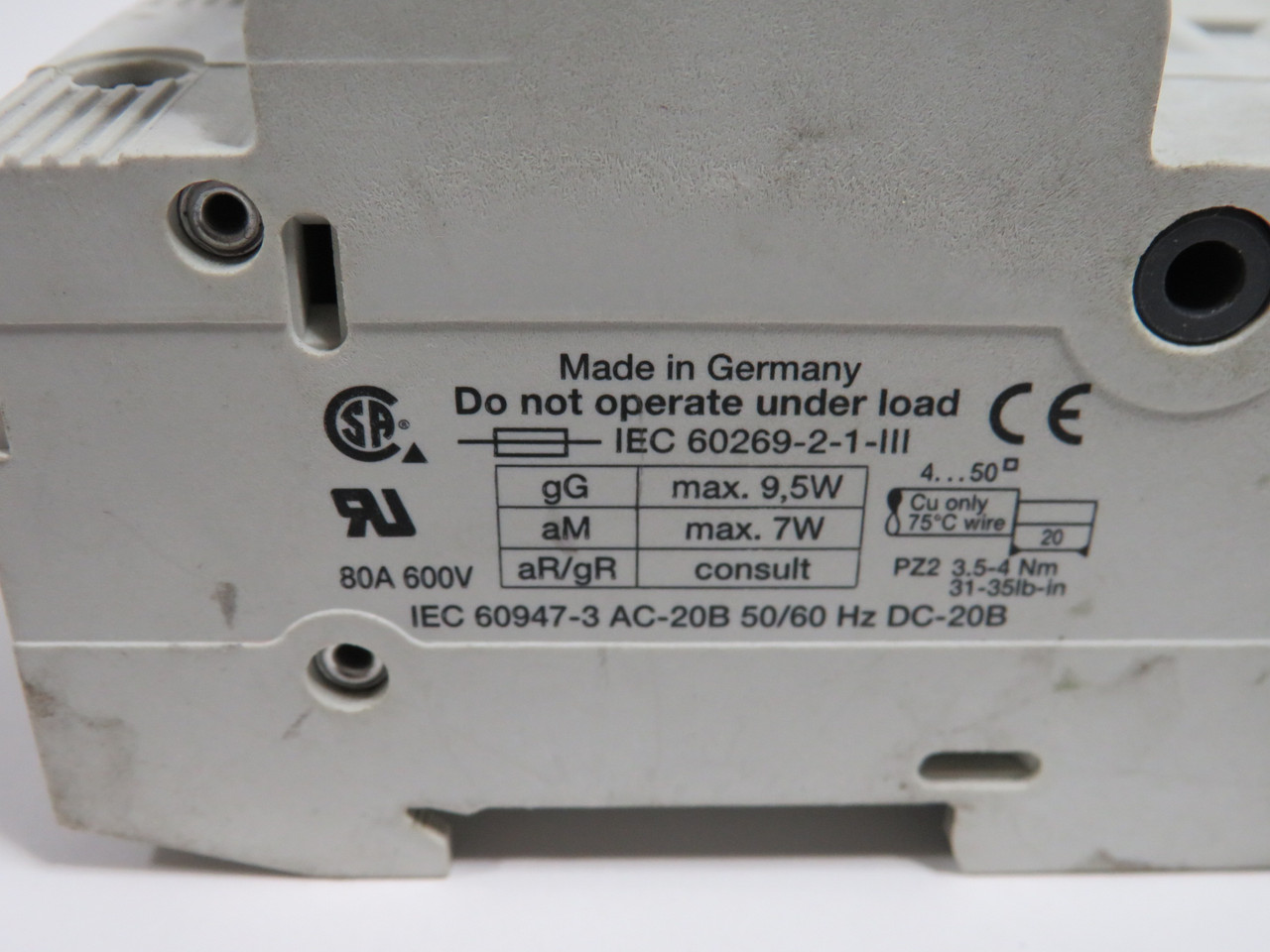 Italweber BCH3x58 2303058 Fuse Holder 125A 690V 3-Pole DIN MOUNT DAMAGE USED