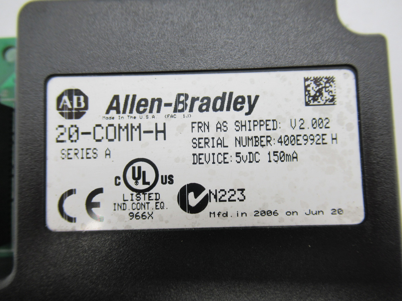 Allen-Bradley 20-COMM-H PowerFlex RS485 HVAC Comm Adapter FRN V 2.002 USED