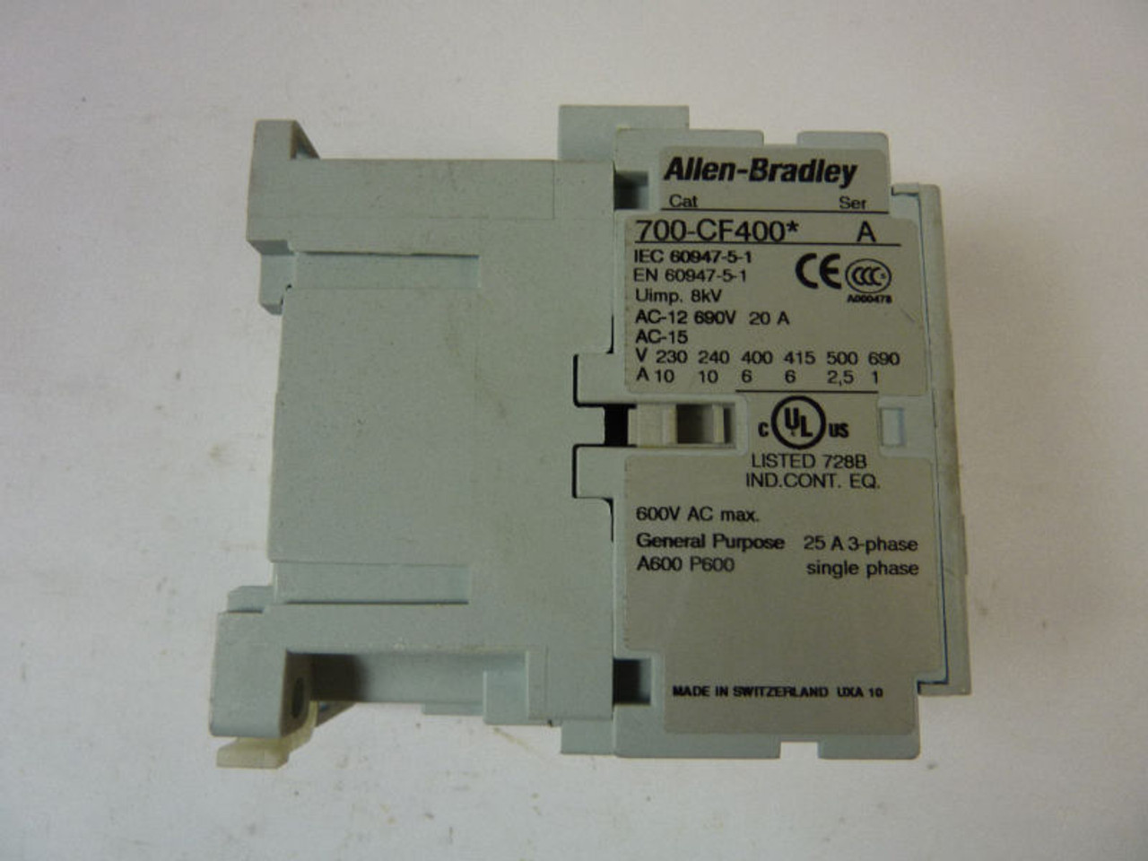 Allen-Bradley 700-CF400D Control Relay 25A 110/120V AC-12 690V 20A USED