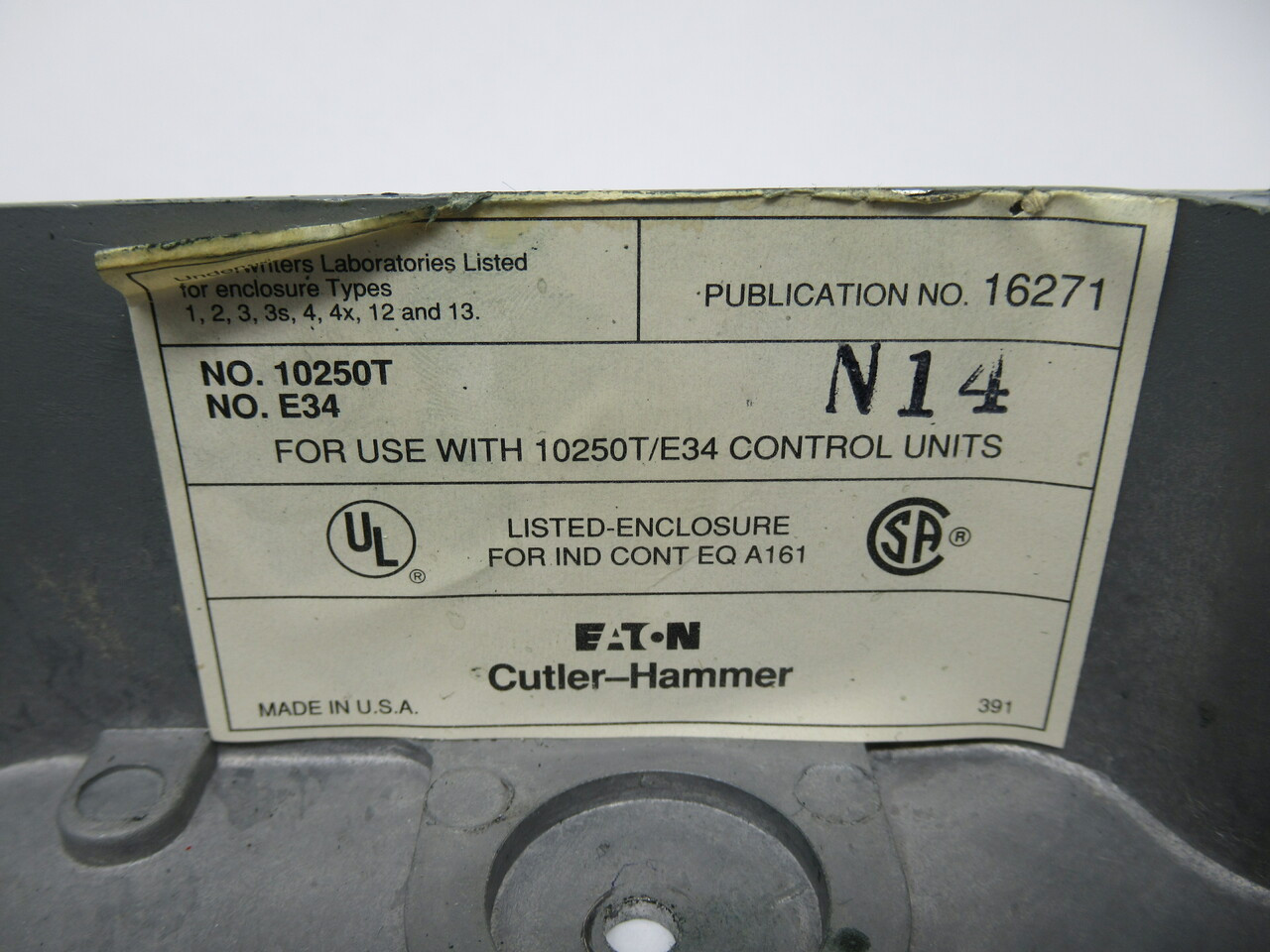 Cutler-Hammer 10250T-N14 Pushbutton Enclosure SHELF WEAR USED