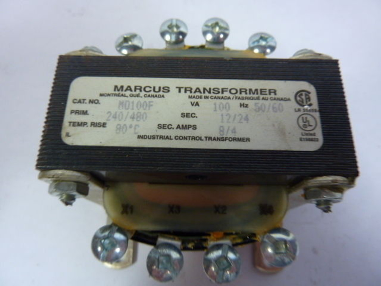 Marcus MO100F Transformer 100VA Pri 240/480V Sec 12/24V 50/60Hz USED