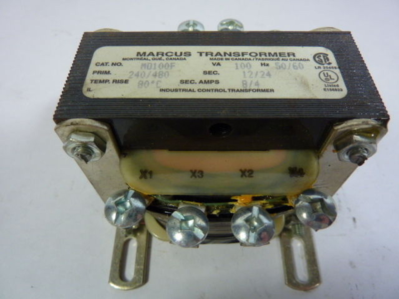Marcus MO100F Transformer 100VA Pri 240/480V Sec 12/24V 50/60Hz USED