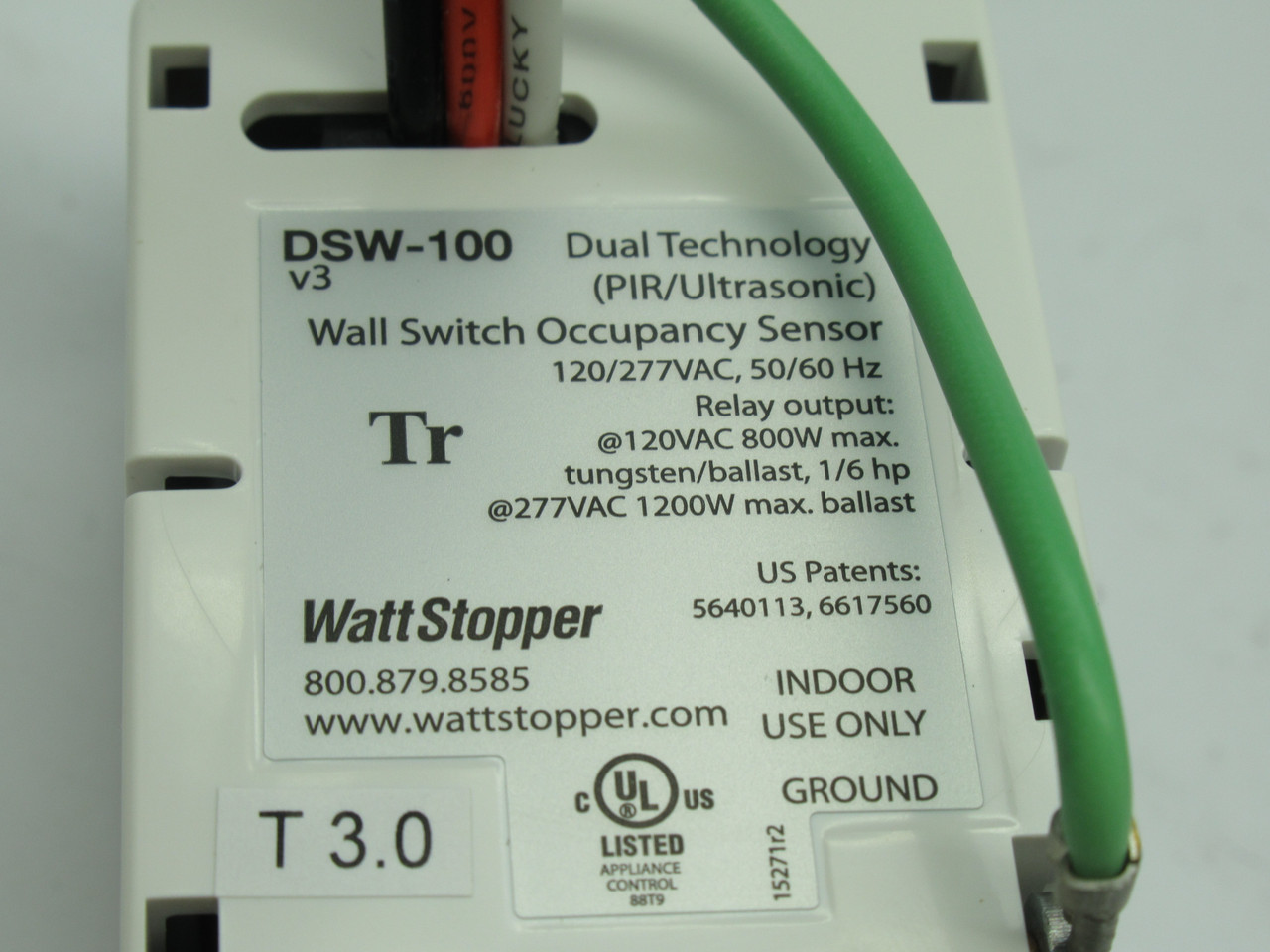 Wattstopper DSW-100-W Dual Tech Wall Switch Sensor 120/277VAC 50/60Hz NEW