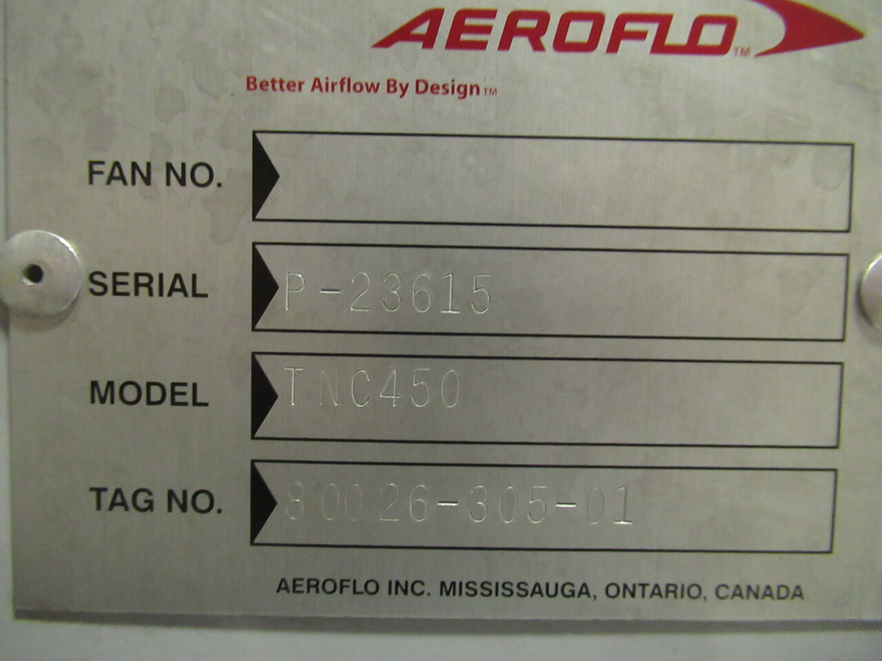 Aeroflo TNC450 Centrifugal Fan 460V 2.90A C/W Brook Crompton 2.0Hp 1720RPM USED