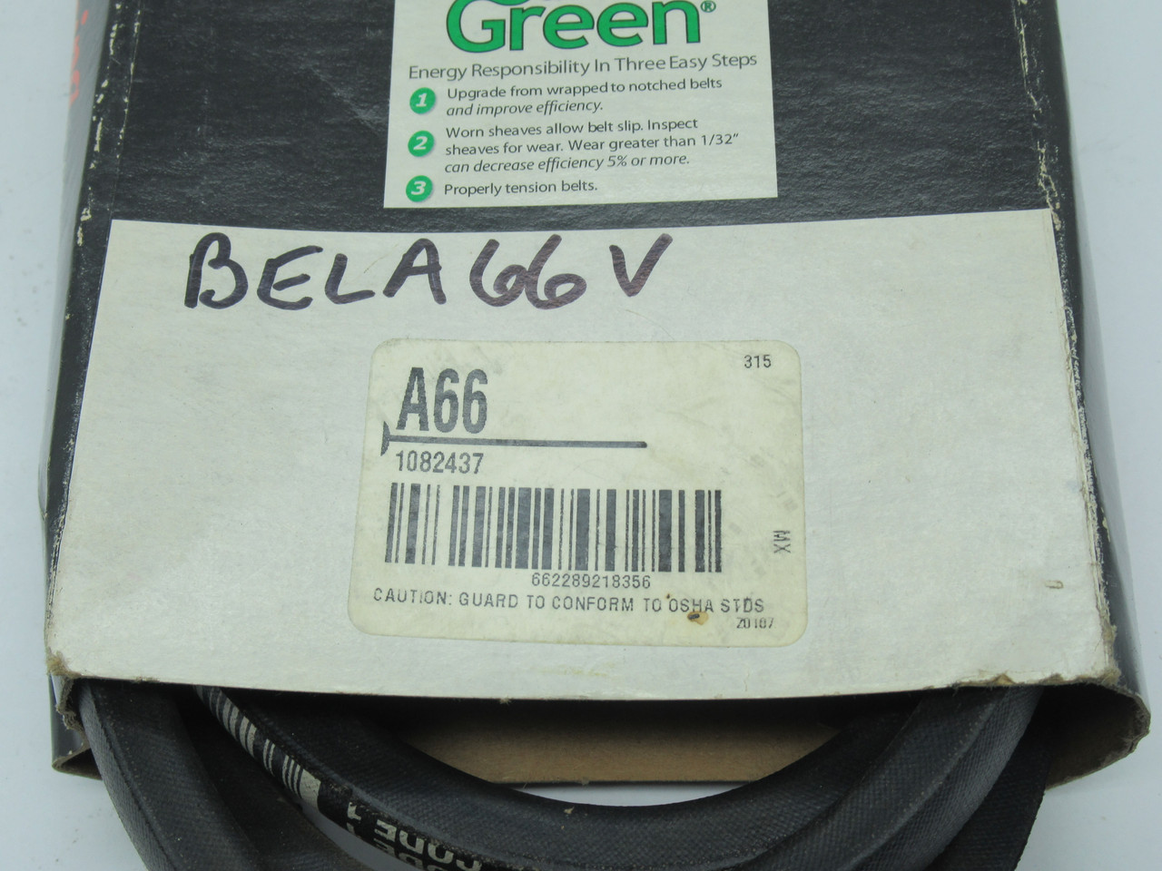 Browning A66 V-Belt 68"L 1/2"W 5/16"Thick SHELF WEAR NEW