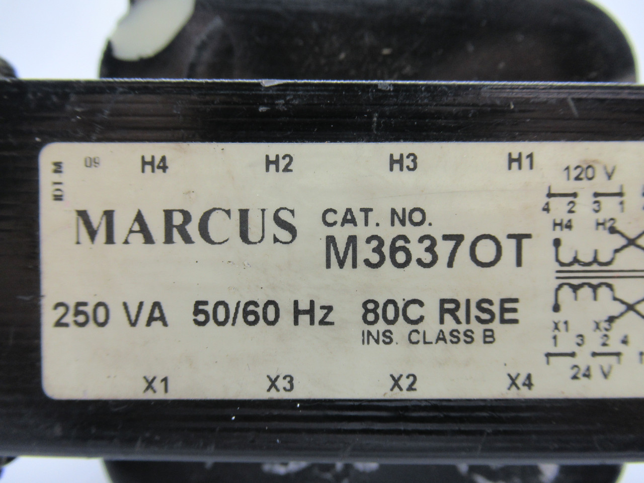 Marcus M3637OT Transformer 250VA Pri 120/240V Sec 24/48V 50/60Hz USED