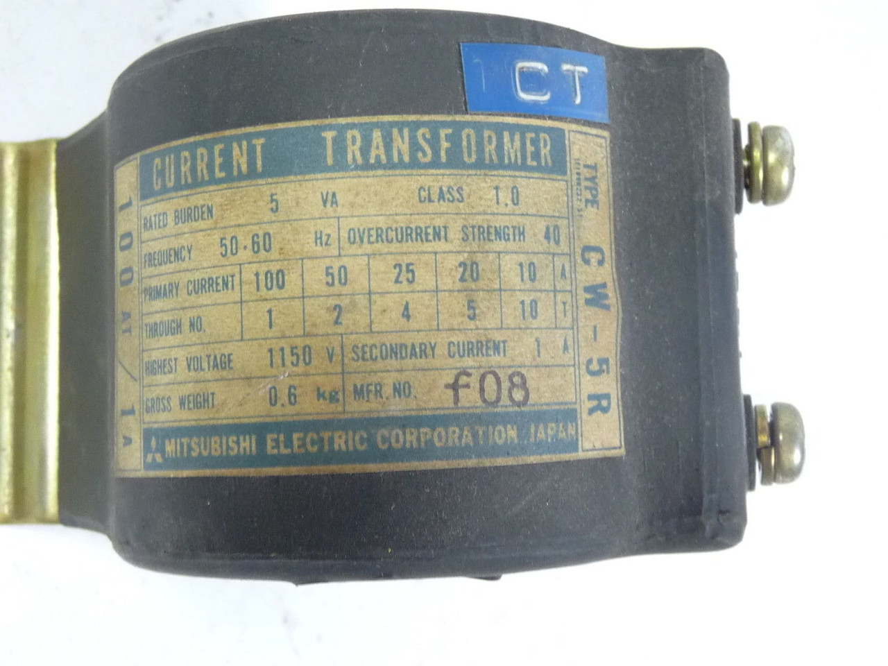 Mitsubishi CW-5R Current Transformer 5VA 1150V 50-60Hz  USED