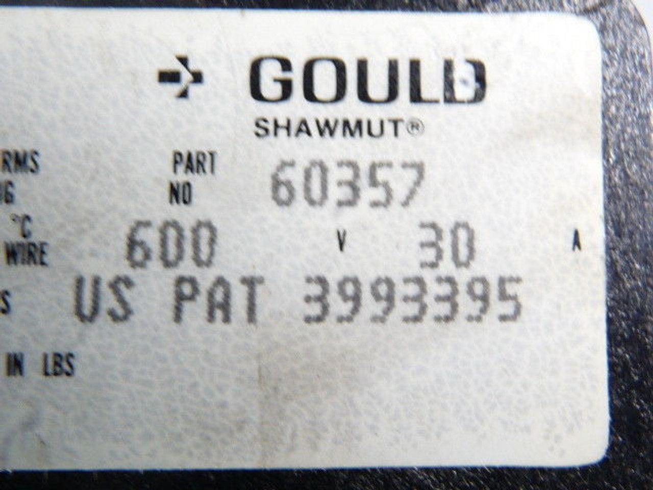 Gould Shawmut 60357 Fuse Holder 30A 600V 2-Pole USED