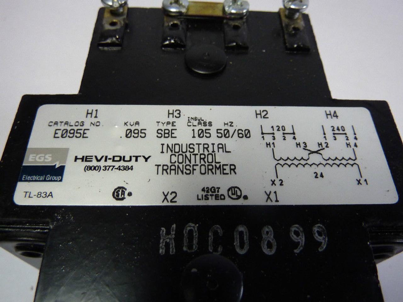 EGS E095E Transformer 0.095 KVA 50/60Hz USED