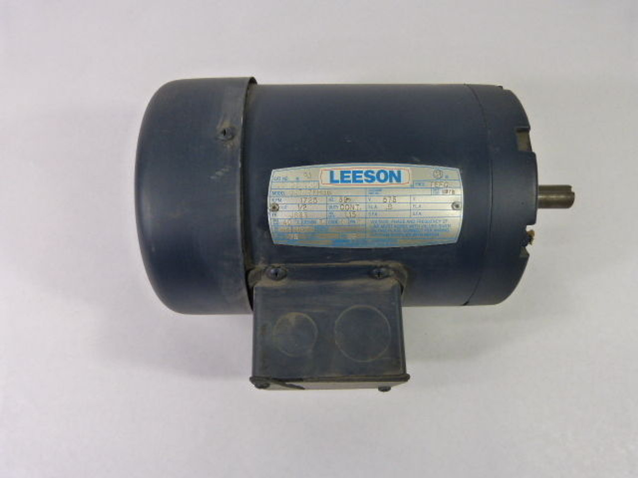 Leeson 1/2HP 1725RPM 575V JS56 TEFC 3Ph .8A 60Hz USED