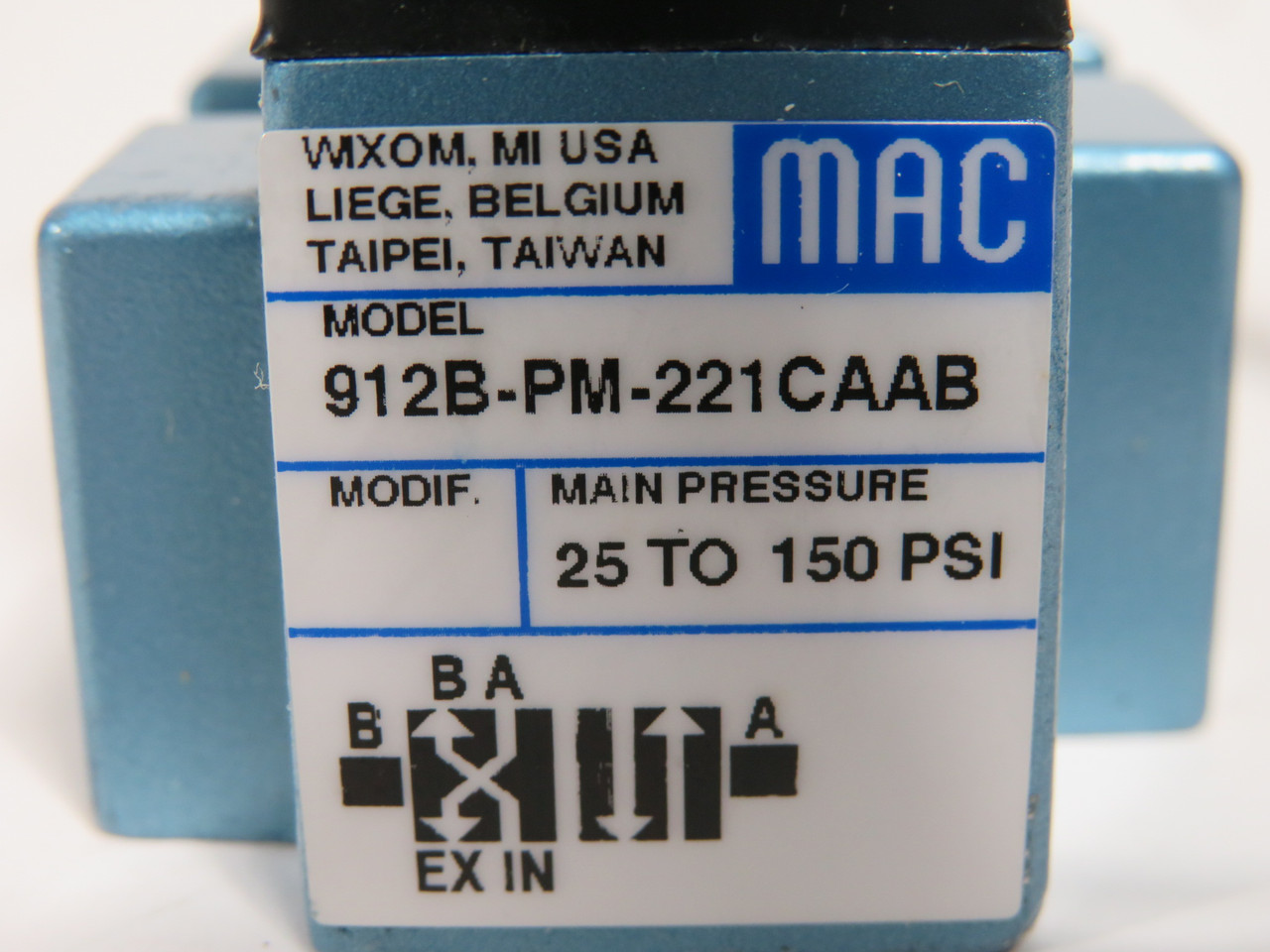 MAC 912B-PM-221CAAB Solenoid Valve 24V 50/60Hz 25-150psi 1/4"NPT BOX DAMAGE NEW