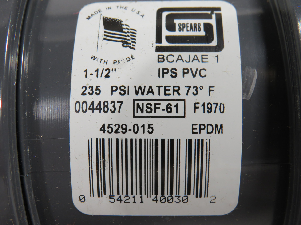 Spears 4529-015 True Union 2000 PVC Ball Check Valve 1-1/2" SOC/FIPT NEW