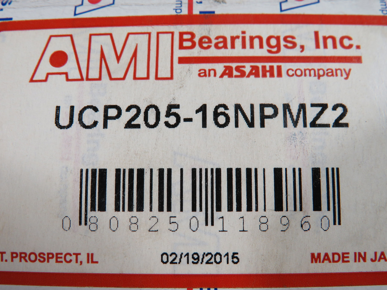 AMI UCP205-16NPMZ2 Set Screw Pillow Block Bearing 1" ID 2-Bolt SHELF WEAR NEW