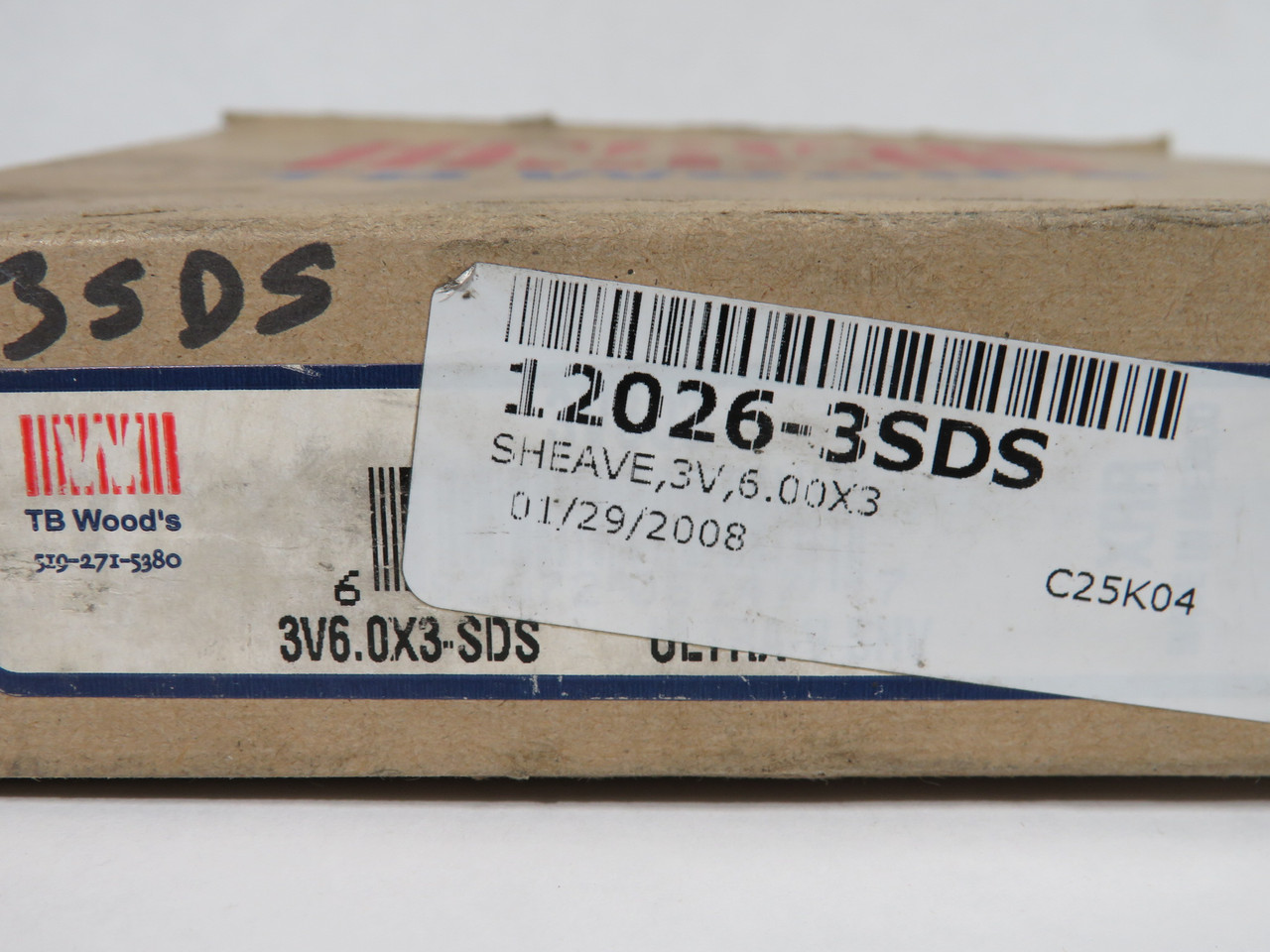 TB Wood's 3V603 V-Belt Pulley 1-15/16" ID 3-Groove 6" OD 3V,3VX SHELF WEAR NEW