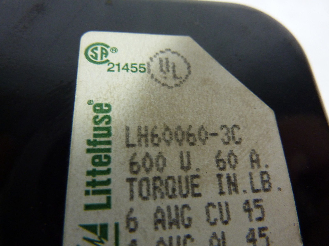 Littelfuse LH60060-3C Fuse Holder 60A 600V 3P USED