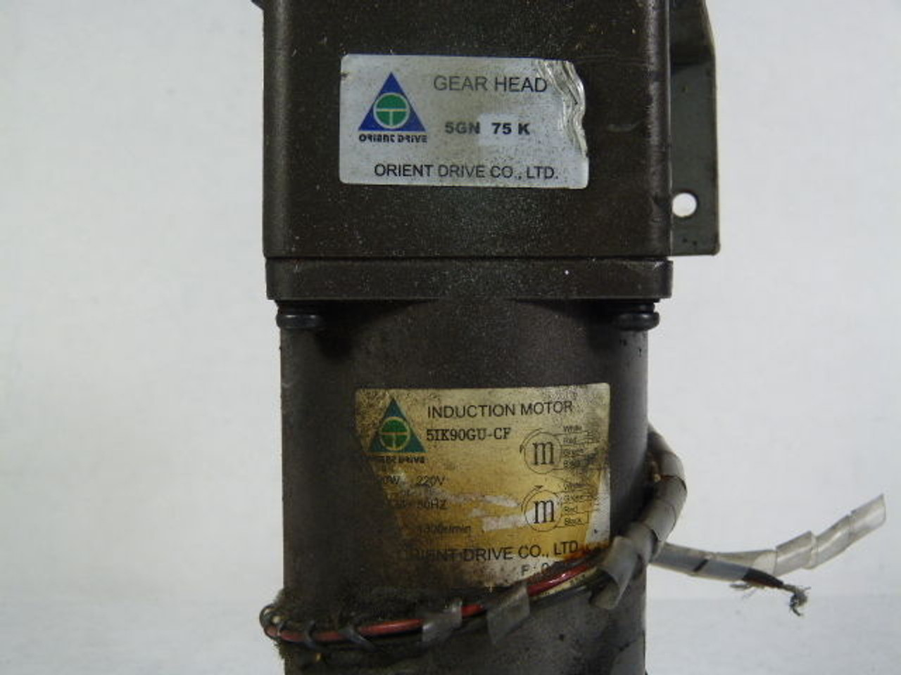 Orient Drive Co. 90W 1300RPM 220V C/W 5GN75K Gear Head 75:1 Ratio USED