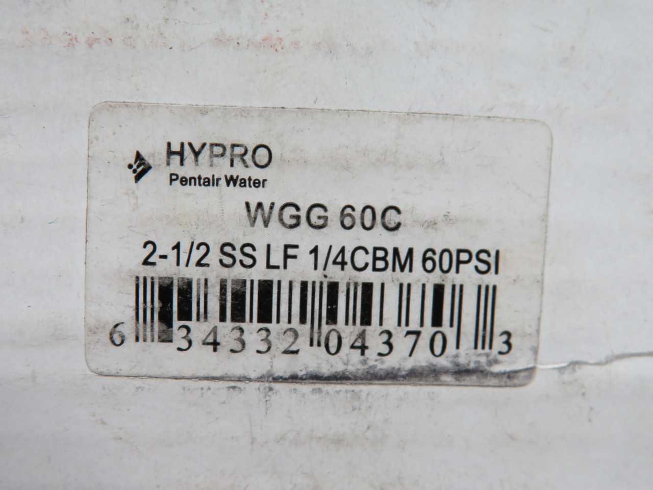 Hypro WGG60C Liquid-Filled Gauge 60psi 2-1/2" D 1/4" NPT DISCOLORED GLYCERIN NEW