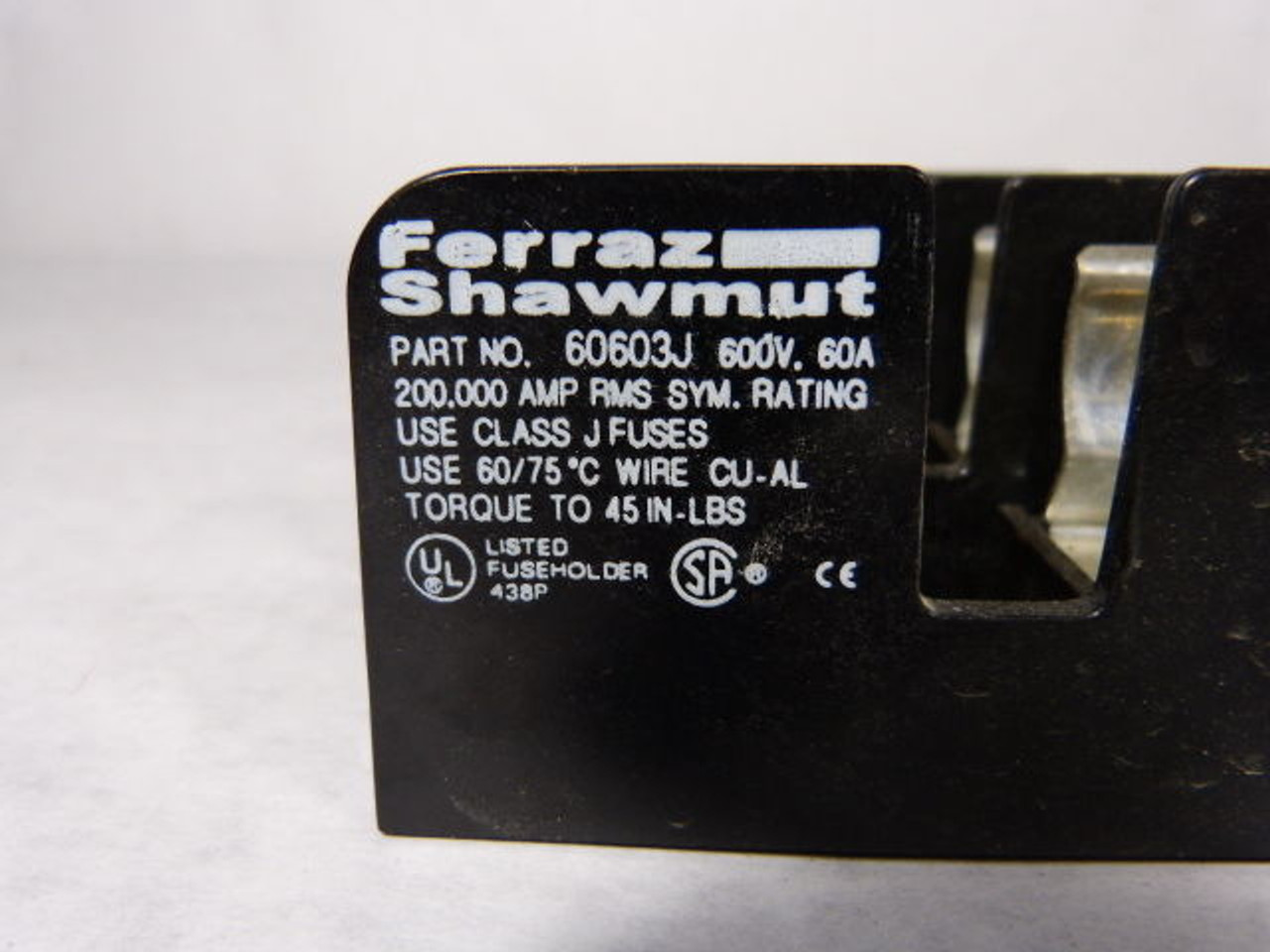 Ferraz Shawmut 60603J Fuse Block 60A 600V 3P USED