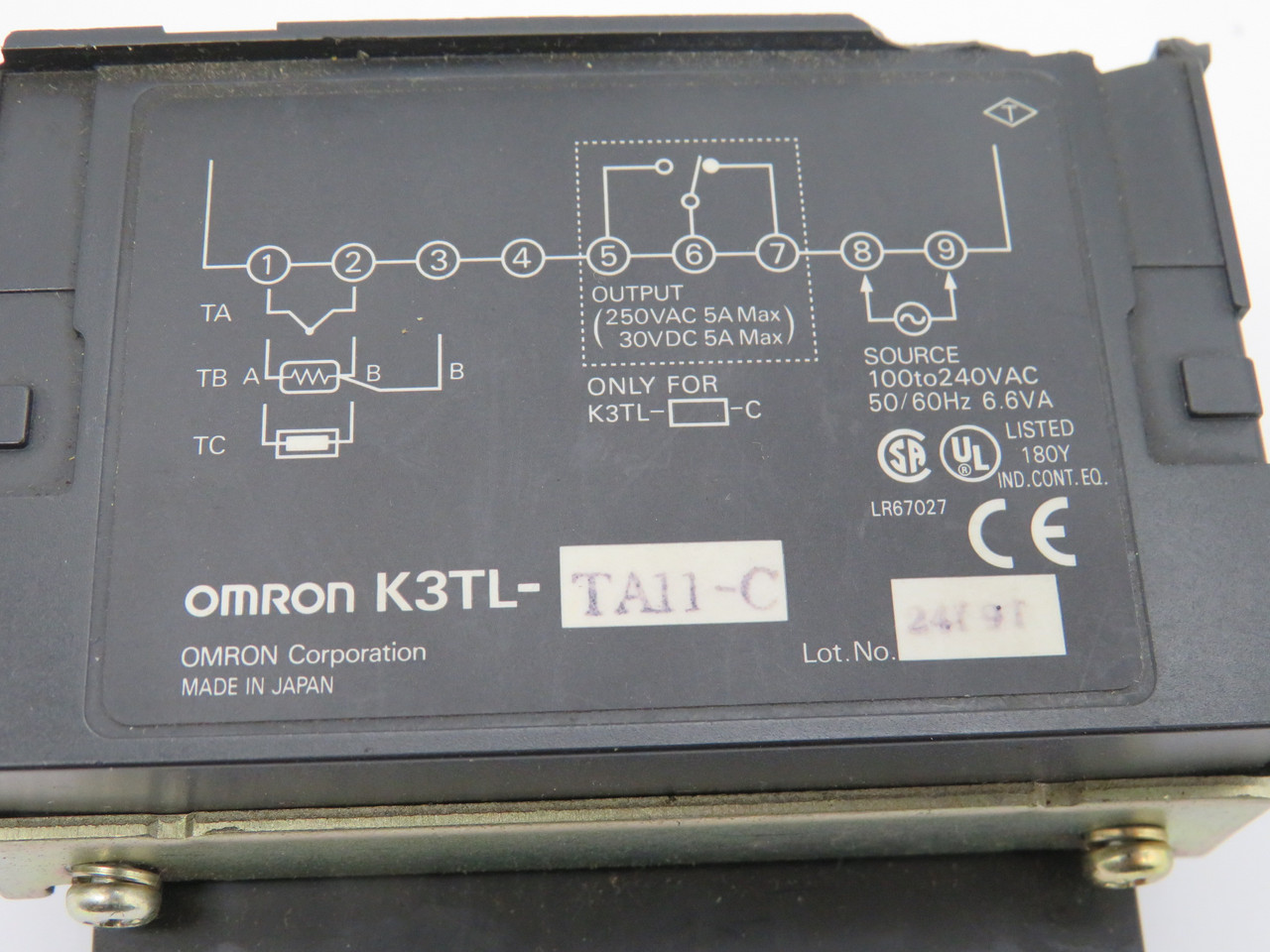 Omron K3TL-TA11-C 3 Digit Panel Meter 250VAC *Broken Front Cover Clip* AS IS