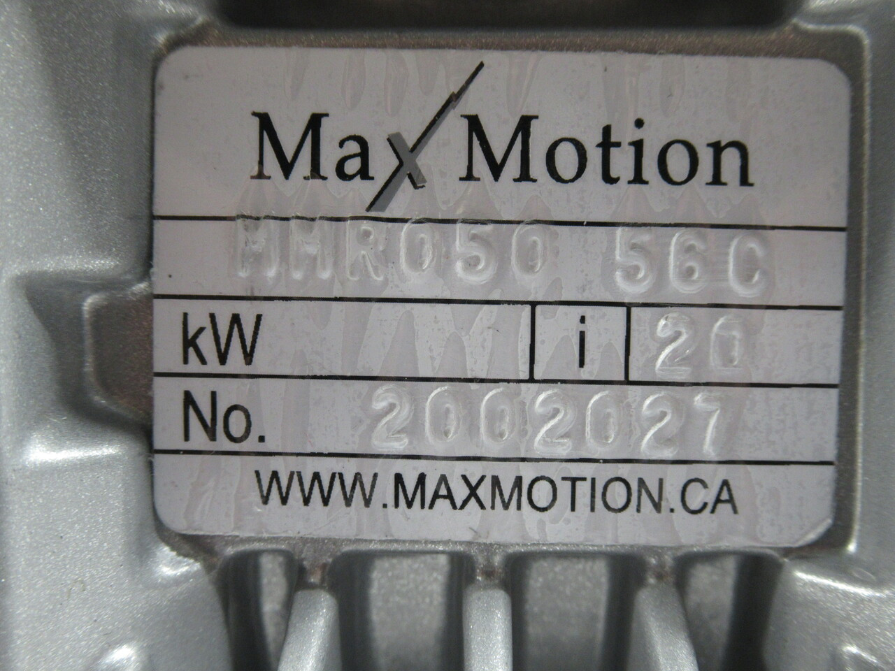 Max Motion MMR050-56C Right Angle Gear Reducer 20:1 Ratio NOP