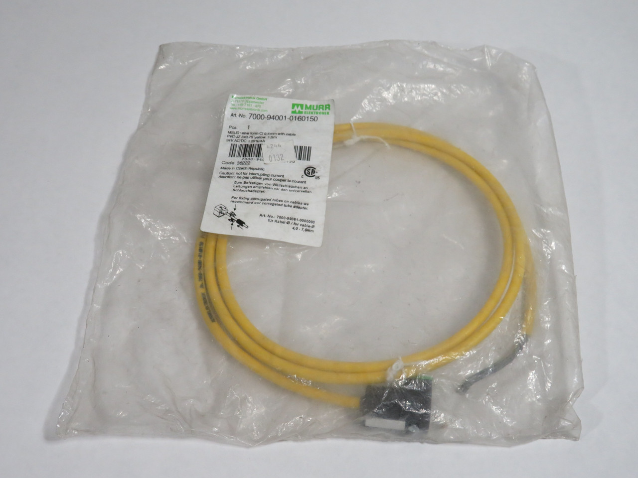 Murrelektronik 7000-94001-0160150 MSUD Valve Plug with Cable RIPPED BAG NWB