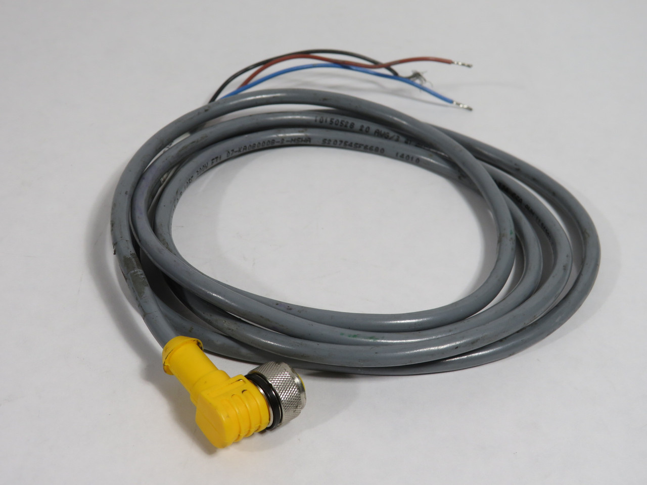 Turck WK4T-2 Actuator and Sensor Cable 3-Conductor 22AWG 2m Length USED