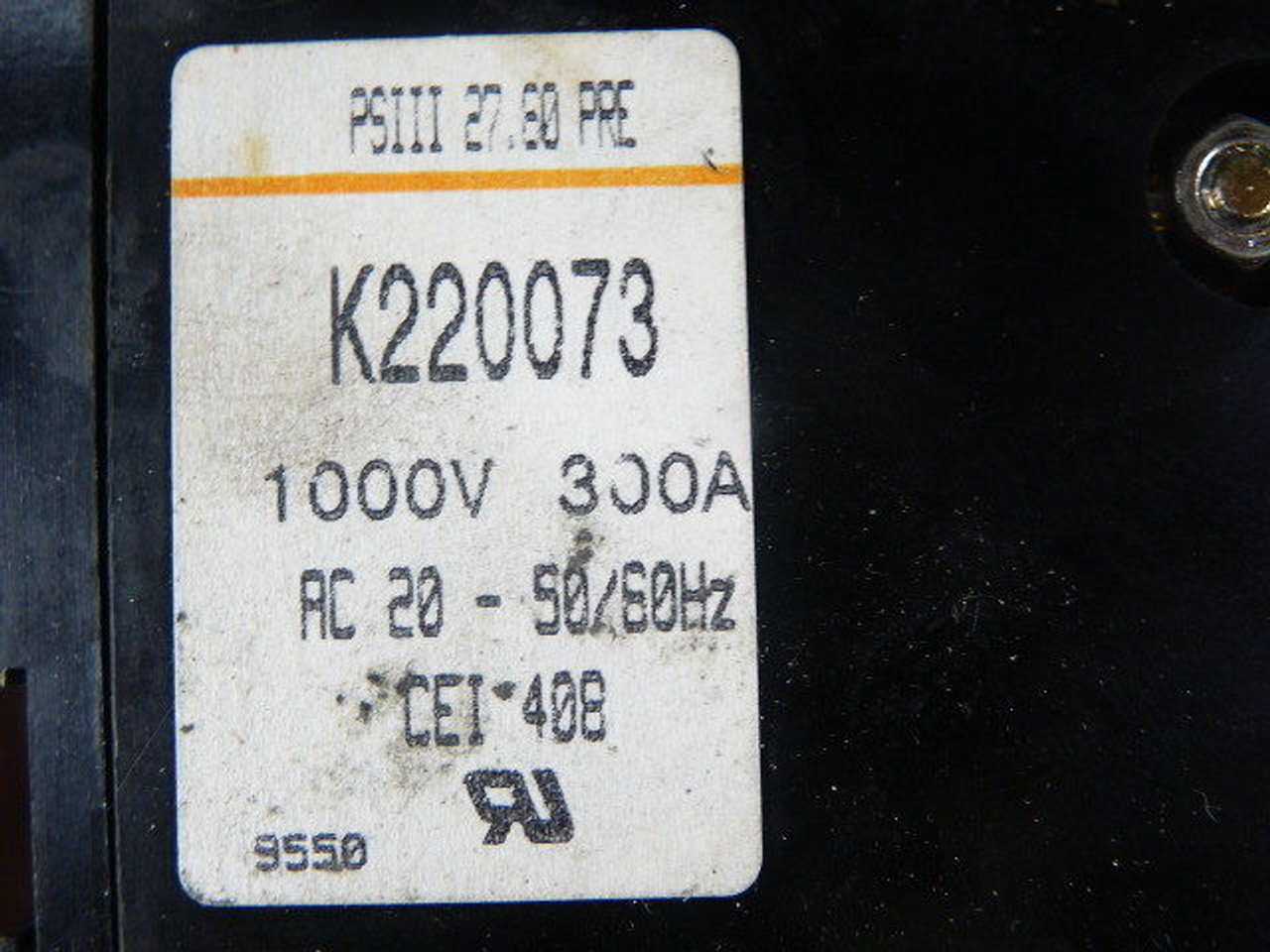 Ferraz Shawmut K220073 Fuse Holder 300A 1000V 50/60Hz 3P USED