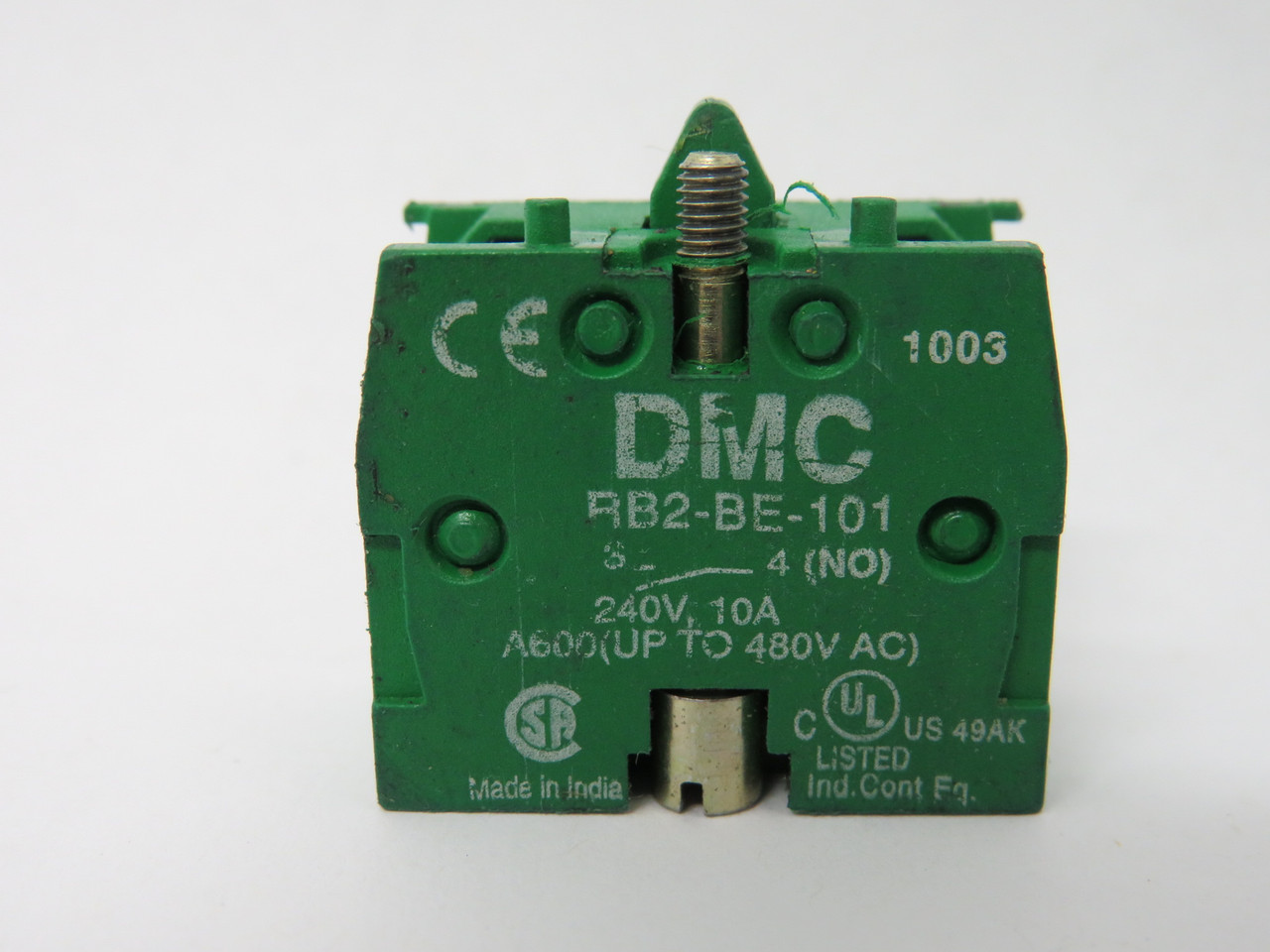 DMC RB2-BE-101 Green Push Button Contact Block 10A 240V 1NO USED