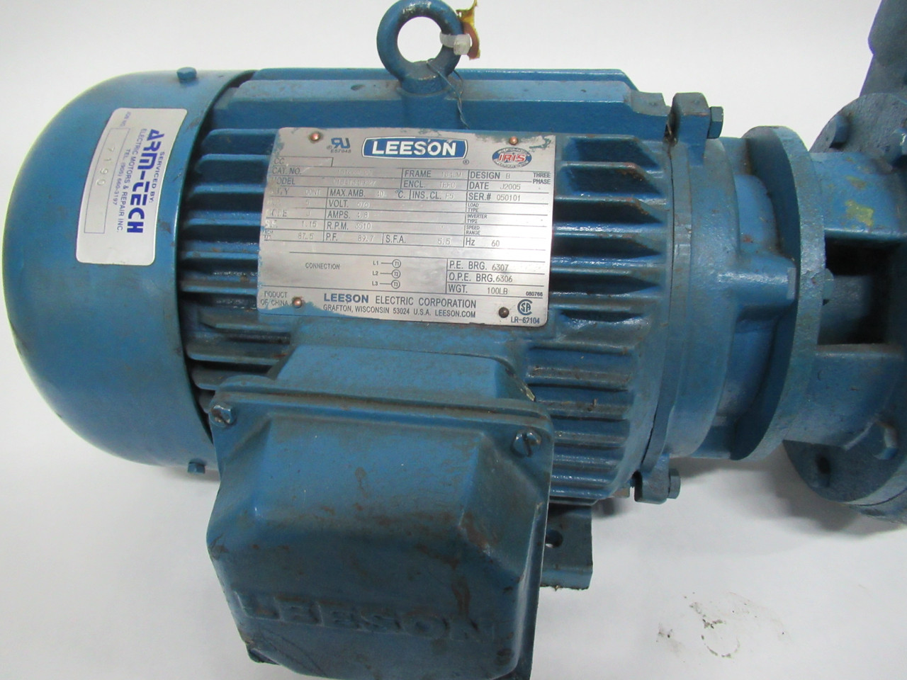Peerless Pump 610A C/W Leeson 5HP 3510RPM 575V 184JM TEFC 3Ph 4.8A 60Hz USED