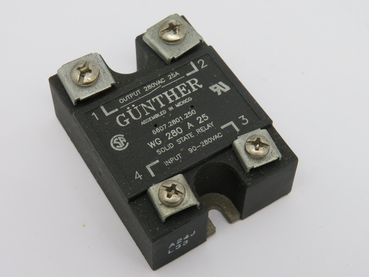 Gunther WG-280-A-25 Solid State Relay 280VAC 25A USED