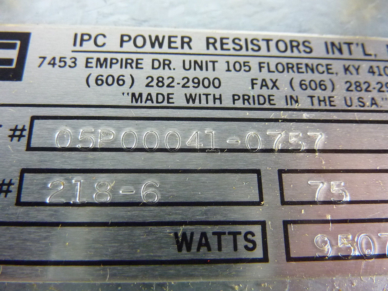IPC 05P00041-0757 Braking Dynamic Resistor 75ohms 780W USED