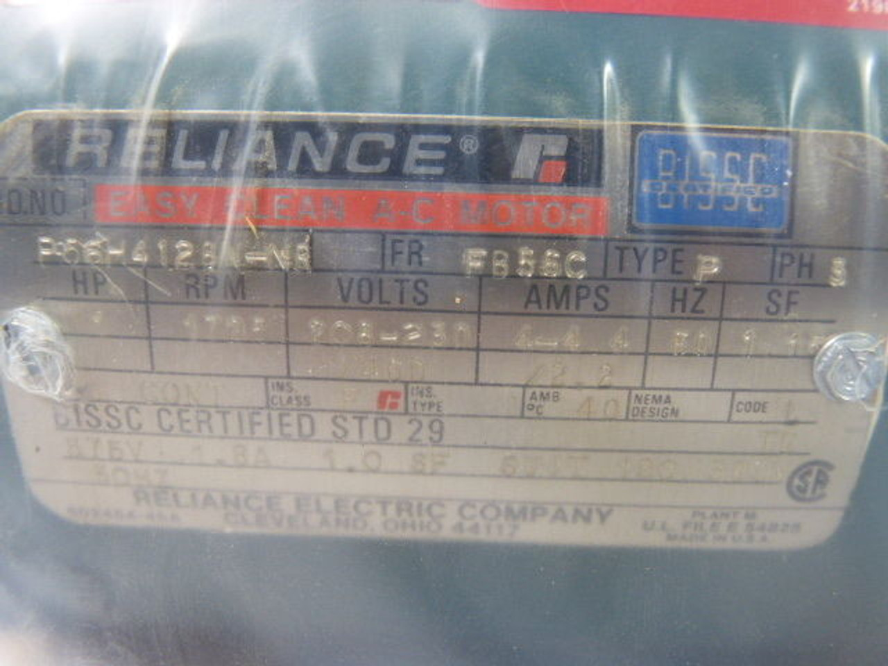 Reliance 1HP 1725RPM 208-230V FB56C TEFC 3Ph 4-4.4A 60Hz ! NEW !